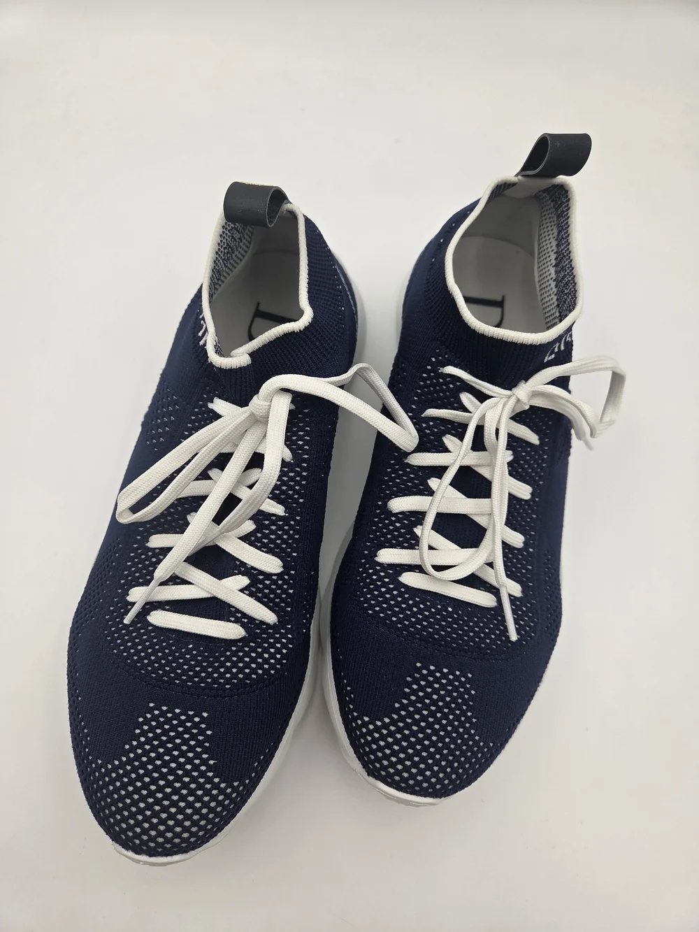 Dior Navy Blue and White Knit Slip-On Sneaker Size 40